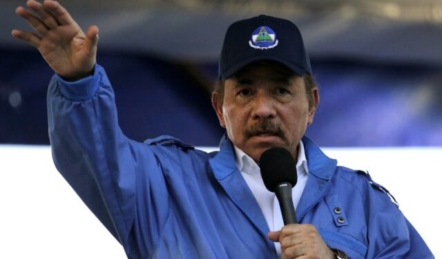 Nicaraguan President Daniel Ortega speaks during the commemoration of the 51st anniversary of the Pancasan guerrilla campaign in Managua, on August 29, 2018.  Ortega called the UN High Commissioner for Human Rights "infamous" and "terror instrument", after it denounced Wednesday systematic human rights violations in the framework of opposition protests in which 300 people were killed.
 / AFP PHOTO / INTI OCON