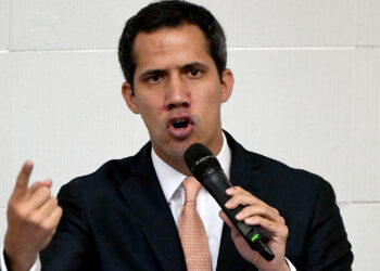 Venezuelan opposition leader and self-proclaimed interim president Juan Guaido speaks during a session of the National Assembly in Caracas on June 25, 2019. - Guaido said on Tuesday that five Venezuelan soldiers and two policemen - including a general - were detained by intelligence agents and his whereabouts are unknown. (Photo by Federico PARRA / AFP)