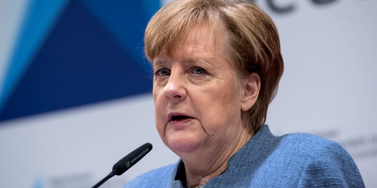 German chancellor Angela Merkel speaks during a press conference after German economy summit talks in Munich, southern Germany on March 9, 2018.
German Chancellor Angela Merkel hailed the surprise announcement of a summit between US President Donald Trump and North Korea's Kim Jong Un as a "glimmer of hope". / AFP PHOTO / dpa / Sven Hoppe / Germany OUT