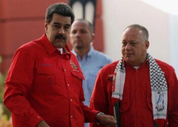 Diosdado Cabello President of Venezuela's National Constituent Assembly and Venezuela's President Nicolas Maduro are seen during a meeting of the Sao Paulo Forum in Caracas, Venezuela, July 28, 2019. REUTERS/Manaure Quintero