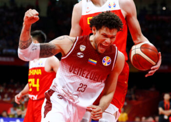 Basketball - FIBA World Cup - First Round - Group A - Venezuela v China - Wukesong Sport Arena, Beijing, China - September 4, 2019. Venezuela's Michael Carrera reacts. REUTERS/Thomas Peter