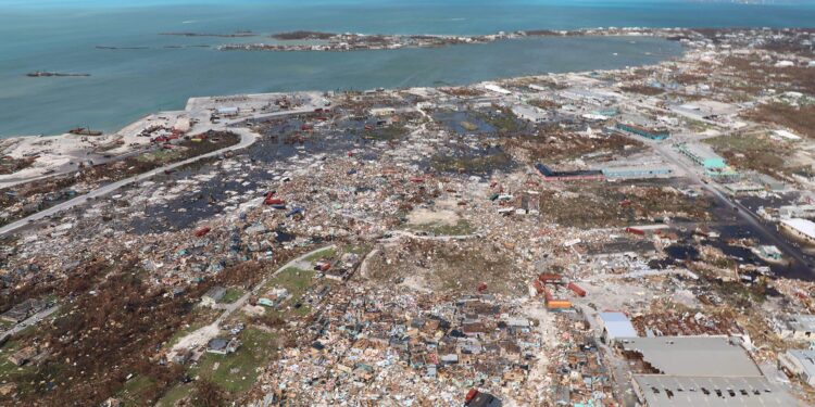 The destruction caused by Hurricane Dorian is seen from the air, in Marsh Harbor, Abaco Island, Bahamas, Wednesday, Sept. 4, 2019. The death toll from Hurricane Dorian has climbed to 20. Bahamian Health Minister Duane Sands released the figure Wednesday evening and warned that more fatalities were likely. (AP Photo/Gonzalo Gaudenzi)