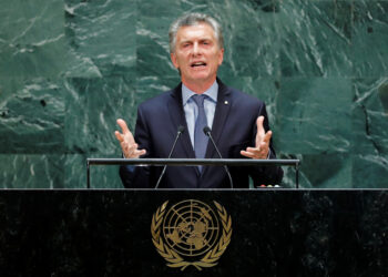 Argentina's President Mauricio Macri addresses the 74th session of the United Nations General Assembly at U.N. headquarters in New York City, New York, U.S., September 24, 2019. REUTERS/Eduardo Munoz