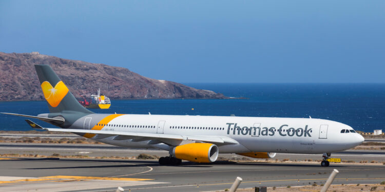 A Thomas Cook Scandinavia Airbus A330 plane takes off from Las Palmas in the Canary Islands, Spain, September 25, 2019.REUTERS/Borja Suarez