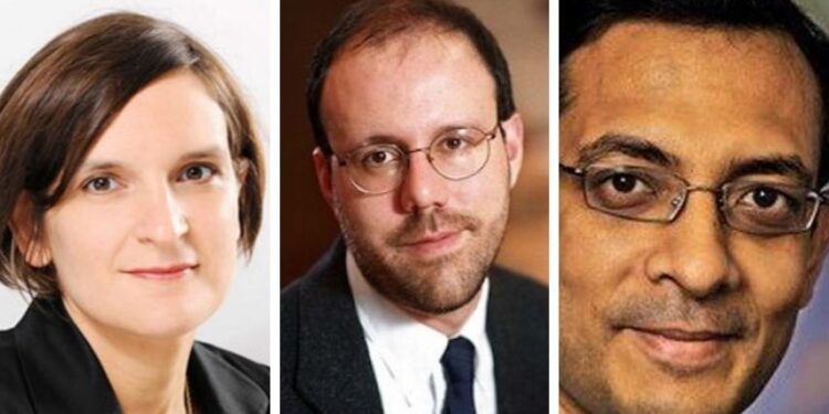 Nobel de Economía Esther Duflot, Michael Kremer y Abhijit Banerjee.