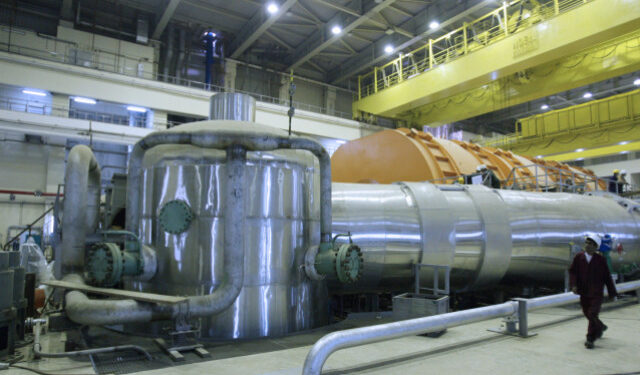 (FILES) In this file photo taken on October 26, 2010 shows the inside of reactor at the Russian-built Bushehr nuclear power plant in southern Iran, 1200 Kms south of Tehran, where Iran has began to unload fuel into the reactor core for the nuclear power plant, a move which brings the facility closer to generating electricity after decades of delay. - President Hassan Rouhani said on November 5 that Iran would resume uranium enrichment at an underground plant south of Tehran in its latest step back from a troubled 2015 agreement with major powers. (Photo by HAMED MALEKPOUR / FARS NEWS AGENCY / AFP) / == best quality available==
