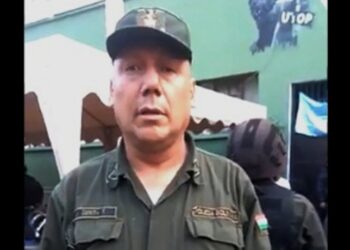 El nuevo comandante de la Policía de #Cochabamba, Jaime Edwin Zurita Trujillo. Foto captura de video.