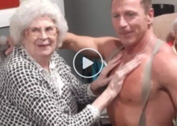 Una abuelita inglesa de 89 años pidió como regalo navideño un stripper masculino. Foto captura de video.