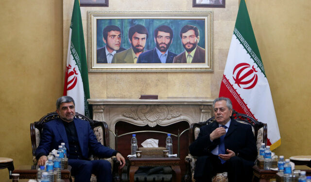 Iran’s ambassador to Lebanon, Mohammad-Jalal Firouznia, sits with Syrian ambassador to Lebanon, Ali Abdel-Karim, as he pays condolences for Major-General Qassem Soleimani, head of the elite Quds Force, who was killed in a U.S. airstrike near Baghdad, at the Iranian embassy in Beirut, Lebanon January 3, 2020. REUTERS/Aziz Taher