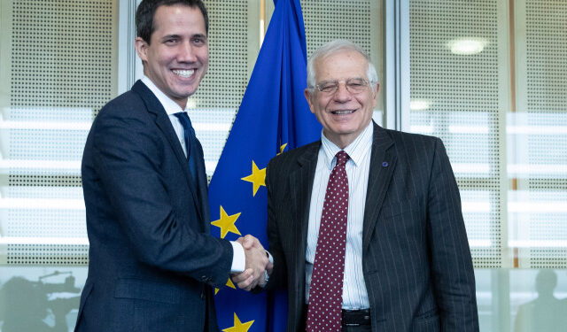 Venezuelan opposition leader Juan Guaido meets with the European Union's High Representative for foreign policy Josep Borrell in Brussels, Belgium January 22, 2020.  Aris Oikonomou/Pool via REUTERS