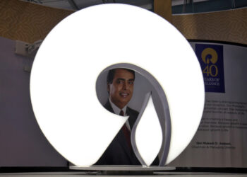 Image de archivo del logo de Reliance Industries en un puessto del Vibrant Gujarat Global Trade Show en Gandhinagar, India. 17 de enero, 2019. REUTERS/Amit Dave/Archivo