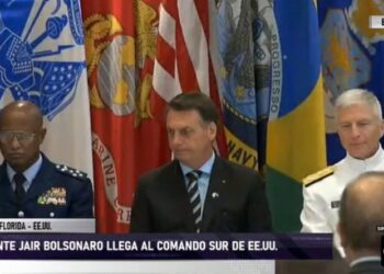 Pdte. de Brasil Jair Bolsonaro. Comando del Sur EEUU. Foto captura de video.