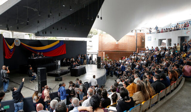 General view of a session of Venezuela's National Assembly taking place in an amphitheatre, in Caracas, Venezuela January 15, 2020. REUTERS/Manaure Quintero