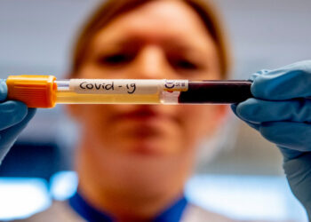BREDA, NETHERLANDS - 2020/03/20: A lab technician holding a test tube that contains blood sample from a patient that has tested positive with the COVID-19 coronavirus at Amphia Hospital.
The Amphia Hospital is currently carrying out between 400-500 tests a day for suspected cases of the COVID-19 Coronavirus. Coronavirus testing are to patients free of charge in the Netherlands. (Photo by Robin Utrecht/SOPA Images/LightRocket via Getty Images)