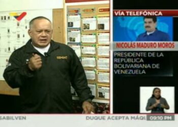 Diosdado Cabello. Nicolás Maduro. 1 de abril 2020. Foto captura de video.