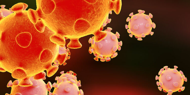 3D illustration of Coronavirus, virus which causes SARS and MERS, Middle East Respiratory Syndrome