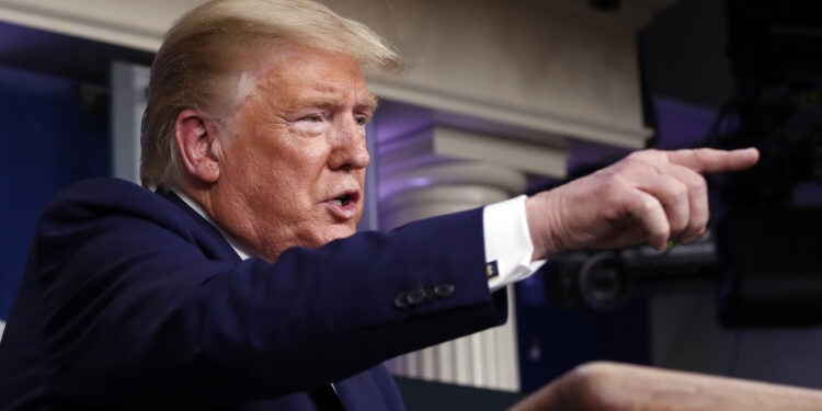 President Donald Trump speaks about the coronavirus in the James Brady Press Briefing Room of the White House, Tuesday, March 31, 2020, in Washington. (AP Photo/Alex Brandon)