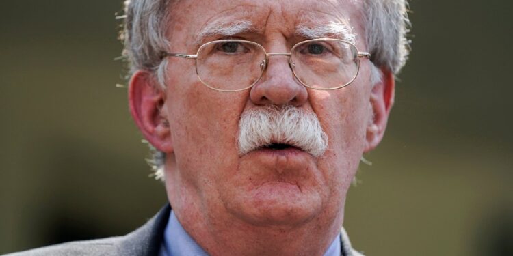 White House national security adviser John Bolton speaks about the political unrest in Venezuela after violence broke out at anti-government protests near Caracas, outside the White House in Washington, U.S., April 30, 2019. REUTERS/Joshua Roberts
