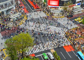Tokio, cruce de Shibuya. Foto de archivo.