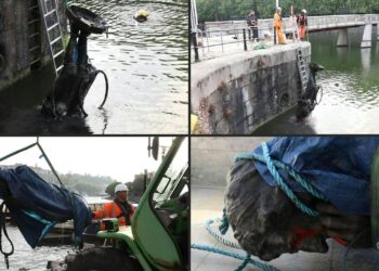 Sacan del río la estatua de un esclavista británico derribada por manifestantes. Foto captura de video AFP.