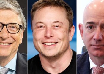 Bill Gates, Elon Musk y Jeff Bezos. Foto collage.