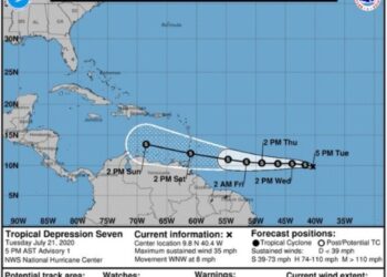 Centro Nacional de Huracanes de EEUU comenzó a emitir advertencias sobre la depresión tropical ‘siete’, que amenza al norte de Venezuela.