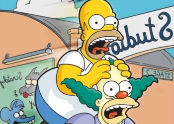 Homero Simpson y Krusty el payaso. Foto de archivo.