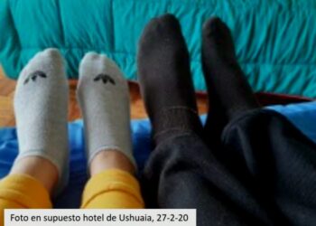 Evo Morales. Foto supuesto hotel de Ushuaia. 27 de febrero 2020.