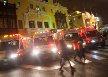 A general view of ambulances in Lima, Peru, 13 October 2016. EFE/FILE/Ernesto Arias