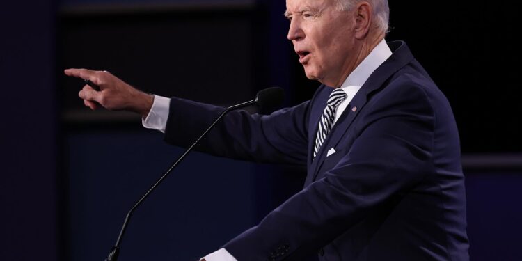 CLEVELAND, OHIO - SEPTEMBER 29:  Democratic presidential nominee Joe Biden participates in the first presidential debate against U.S. President Donald Trump at the Health Education Campus of Case Western Reserve University on September 29, 2020 in Cleveland, Ohio. This is the first of three planned debates between the two candidates in the lead up to the election on November 3. (Photo by Win McNamee/Getty Images)