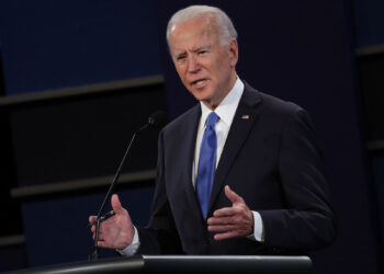 NASHVILLE, TENNESSEE - OCTOBER 22:  Democratic presidential nominee Joe Biden participates in the final presidential debate against U.S. President Donald Trump at Belmont University on October 22, 2020 in Nashville, Tennessee. This is the last debate between the two candidates before the election on November 3. (Photo by Chip Somodevilla/Getty Images)