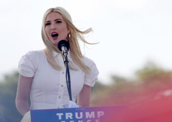Ivanka Trump speaks to a crowd at a Trump rally at Nathan Benderson Park in Sarasota Tuesday afternoon