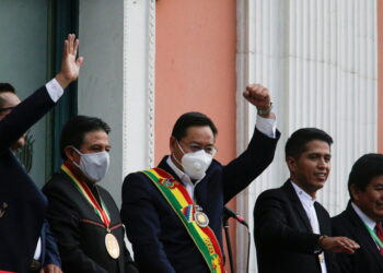 El presidente de Bolivia, Luis Arce, y vicepresidente, David Choquehuanca, La Paz, 8 noviembre 2020.
David Mercado / Reuters