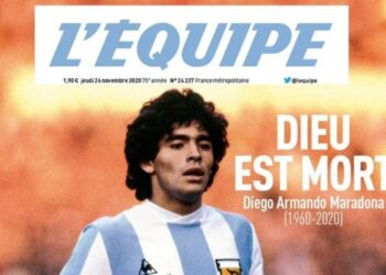 L'Equipe. Maradona portada. Foto captura.