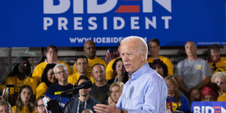 Former US vice president Joe Biden speaks during his first campaign event as a candidate for US President at Teamsters Local 249 in Pittsburgh, Pennsylvania, April 29, 2019. / AFP / SAUL LOEB