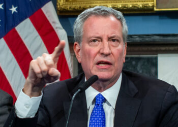 NEW YORK, NY - JANUARY 03: New York Mayor Bill de Blasio speaks to the media during a press conference at City Hall on January 3, 2020 in New York City. The NYPD will take actions to protect the city and residents against any possible retaliation after the deadly US airstrike in Iraq, Mayor Bill de Blasio said during a press conference.  (Photo by Eduardo Munoz Alvarez/Getty Images)