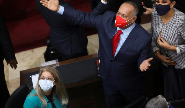 Diosdado Cabello, elected candidate of Venezuela's United Socialist Party (PSUV), gestures before the swear-in ceremony of Venezuela's National Assembly new term, in Caracas, Venezuela, January 5, 2021. REUTERS/Fausto Torrealba NO RESALES. NO ARCHIVES