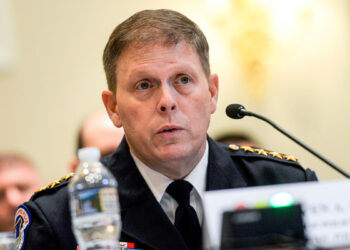 UNITED STATES - JULY 16: Steven A. Sund, chief of police of the U.S. Capitol Police, testifies in the House Administration Committee hearing on 'Oversight of the United States Capitol Police' on Capitol Hill on Tuesday July 16, 2019. (Photo by Caroline Brehman/CQ Roll Call via AP Images)