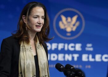 President-elect Joe Biden's Director of National Intelligence nominee Avril Haines speaks at The Queen theater, Tuesday, Nov. 24, 2020, in Wilmington, Del. (AP Photo/Carolyn Kaster)