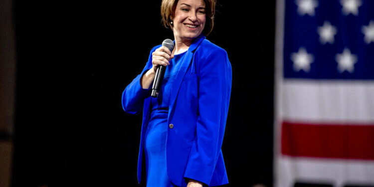 Democratic presidential candidate Sen. Amy Klobuchar, D-Minn., pauses while speaking at "Our Rights, Our Courts" forum New Hampshire Technical Institute's Concord Community College, Saturday, Feb. 8, 2020, in Concord, N.H. (AP Photo/Andrew Harnik)