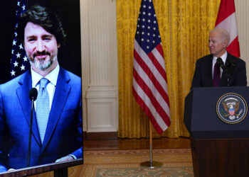 El presidente estadounidense, Joe Biden, y el primer ministro de Canadá, Justin Trudeau. Foto agencias.