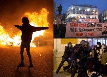 España. disturbios Pablo Hasel. Foto captura de video.