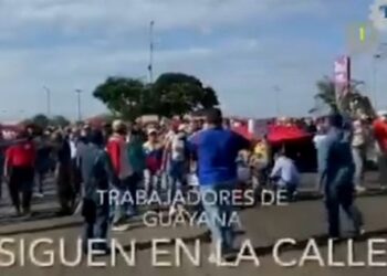 Trabajadores Guayana, protestas. Foto captura de video.