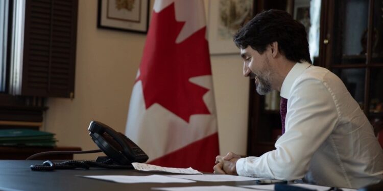 El primer ministro de Canadá, Justin Trudeau, mantuvo este viernes una conversación con el presidente de Perú, Francisco Sagasti. Foto agencias.