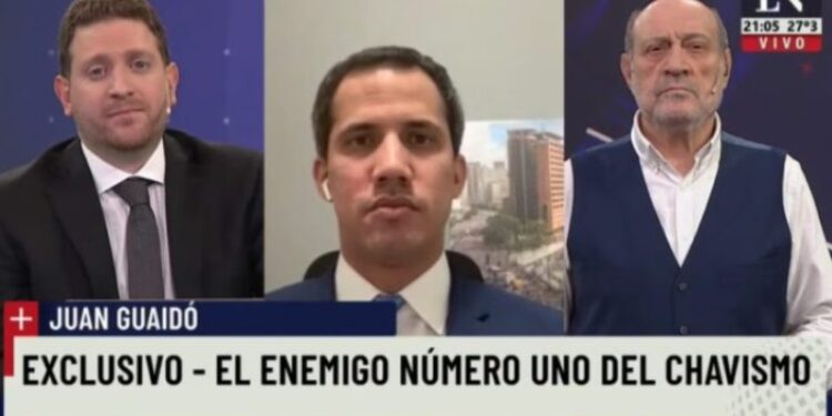 Entrevista Pdte. Juan Guaidó, canal argentino La Nación+. Foto Captura de video.
