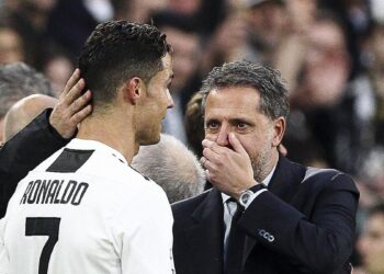 Fabio Paratici, director de fútbol del Juventus y Cristiano Ronaldo. Foto agencias.