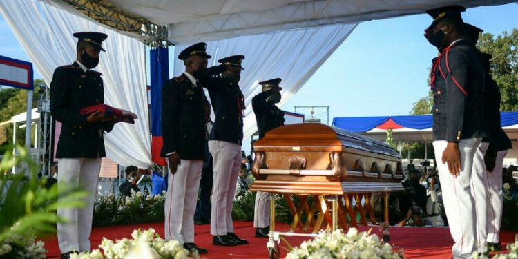 La ciudad de Cabo Haitiano organiza el funeral del presidente asesinado Jovenel Moïse, el 23 de julio de 2021. AP - Matias Delacroix.