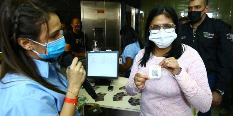 Delcy Rodríguez. Registro Nacional de Estudiantes en VeTicket del Sistema Patria. Foto @ViceVenezuela