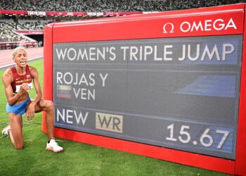 Yulimar Rojas. Medalla de oro récord olímpico triple salto, Tokio 2020. Foto EFE