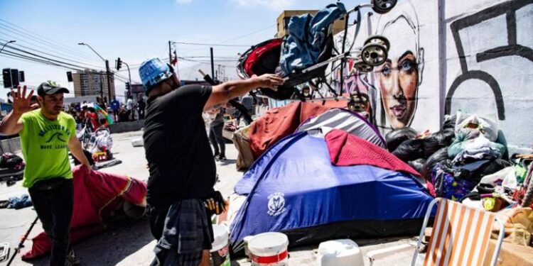 Campamento de migrantes venezolanos en Chile. Foto agencias.